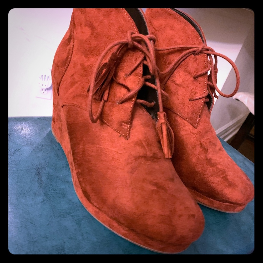 Suede wedge booties